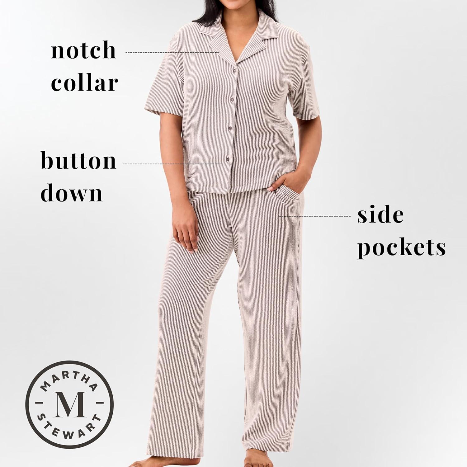 imageMartha Stewart Womens Pajama Set Soft Ribbed Jersey 2 Pc Sleepwear Light and ComfyCharcoal