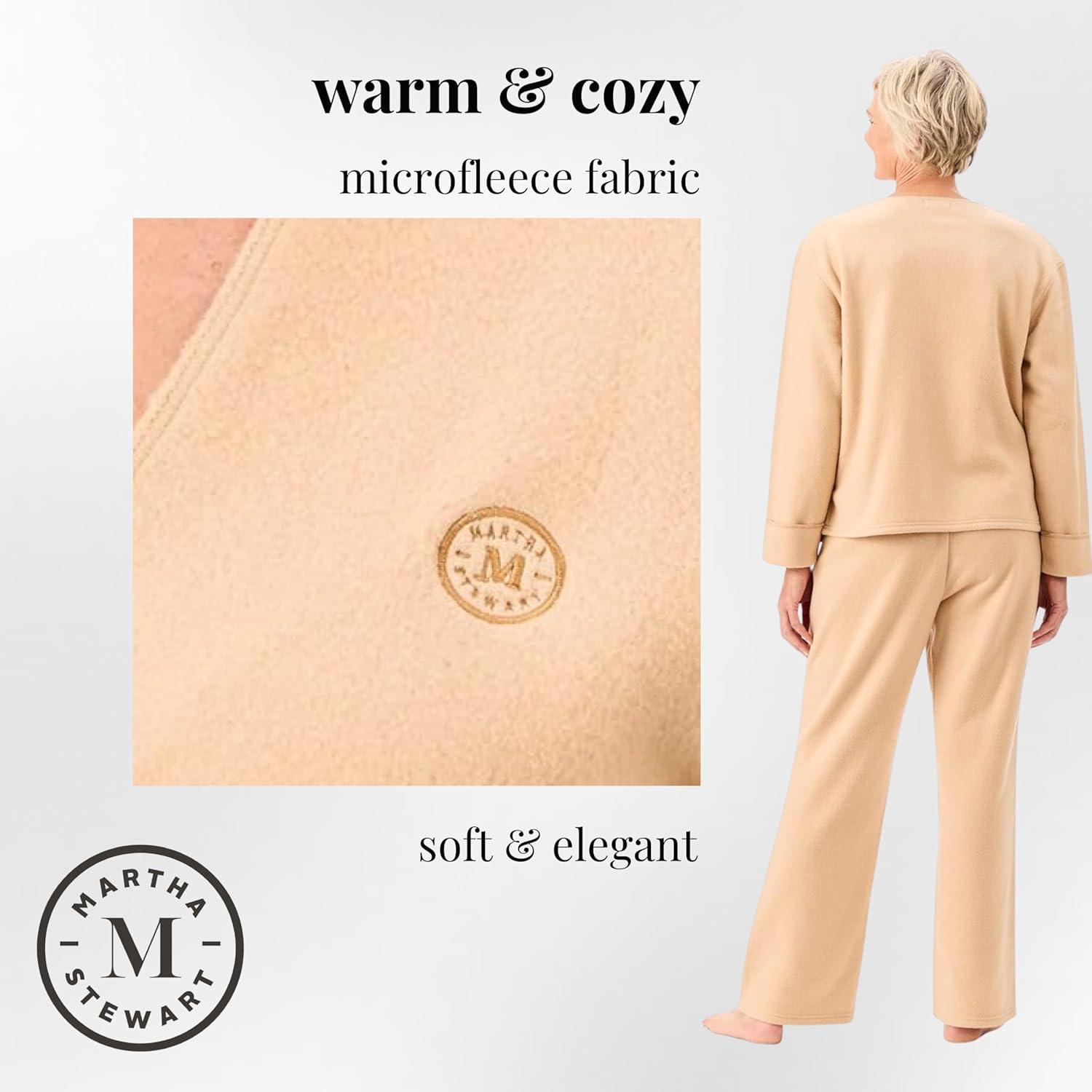imageMartha Stewart Womens Pajamas Cozy Microfleece 2Piece Set WearOutReady ComfortCaramel