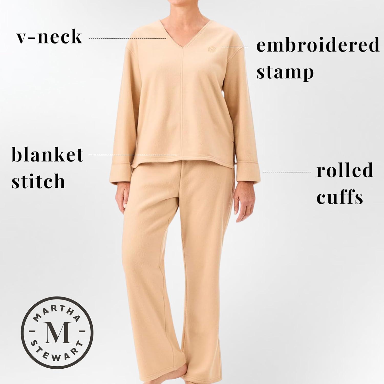 imageMartha Stewart Womens Pajamas Cozy Microfleece 2Piece Set WearOutReady ComfortCaramel