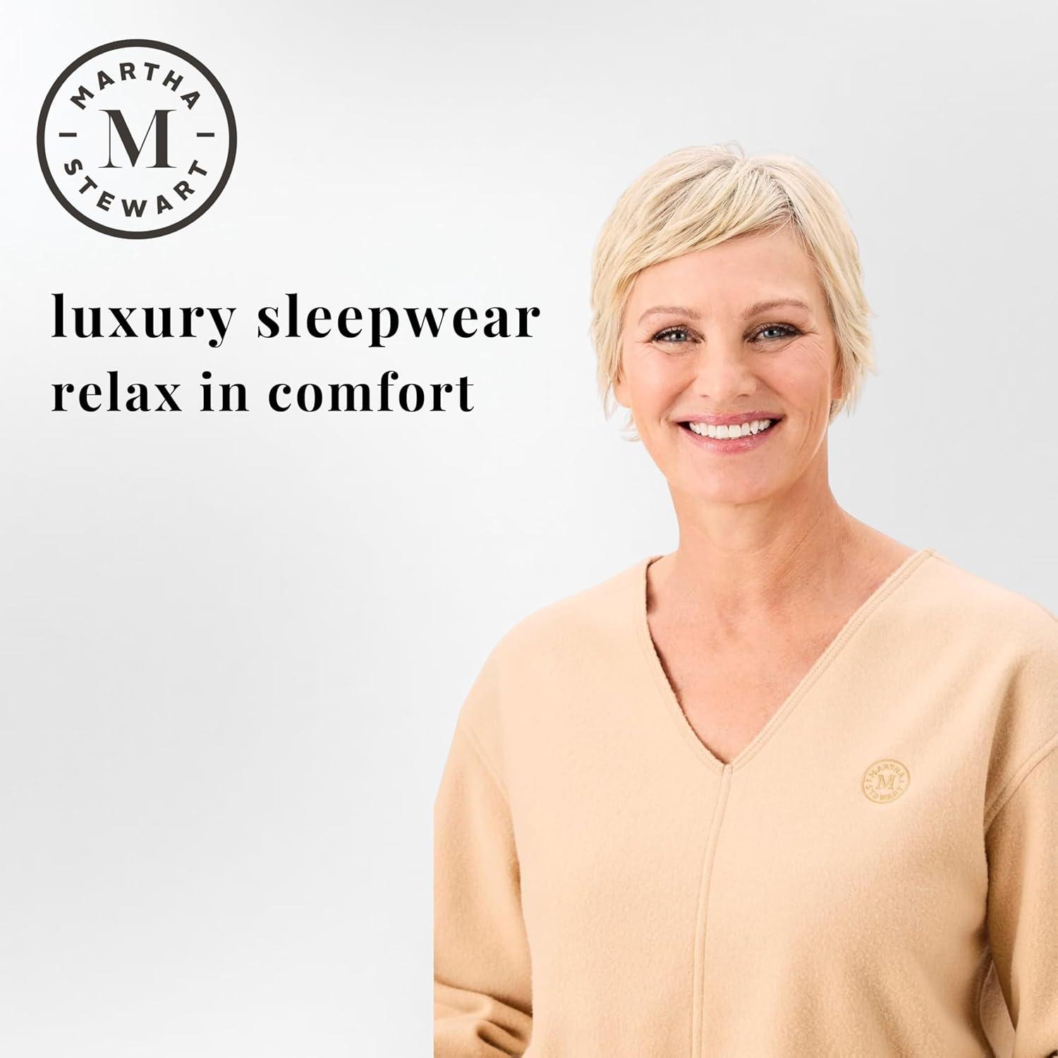 imageMartha Stewart Womens Pajamas Cozy Microfleece 2Piece Set WearOutReady ComfortCaramel