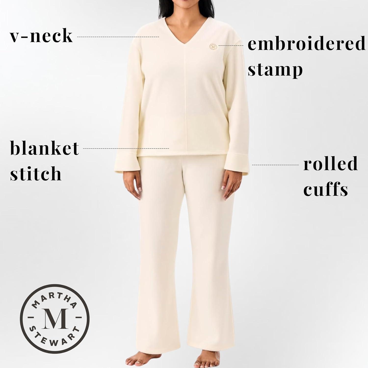 imageMartha Stewart Womens Pajamas Cozy Microfleece 2Piece Set WearOutReady ComfortCream