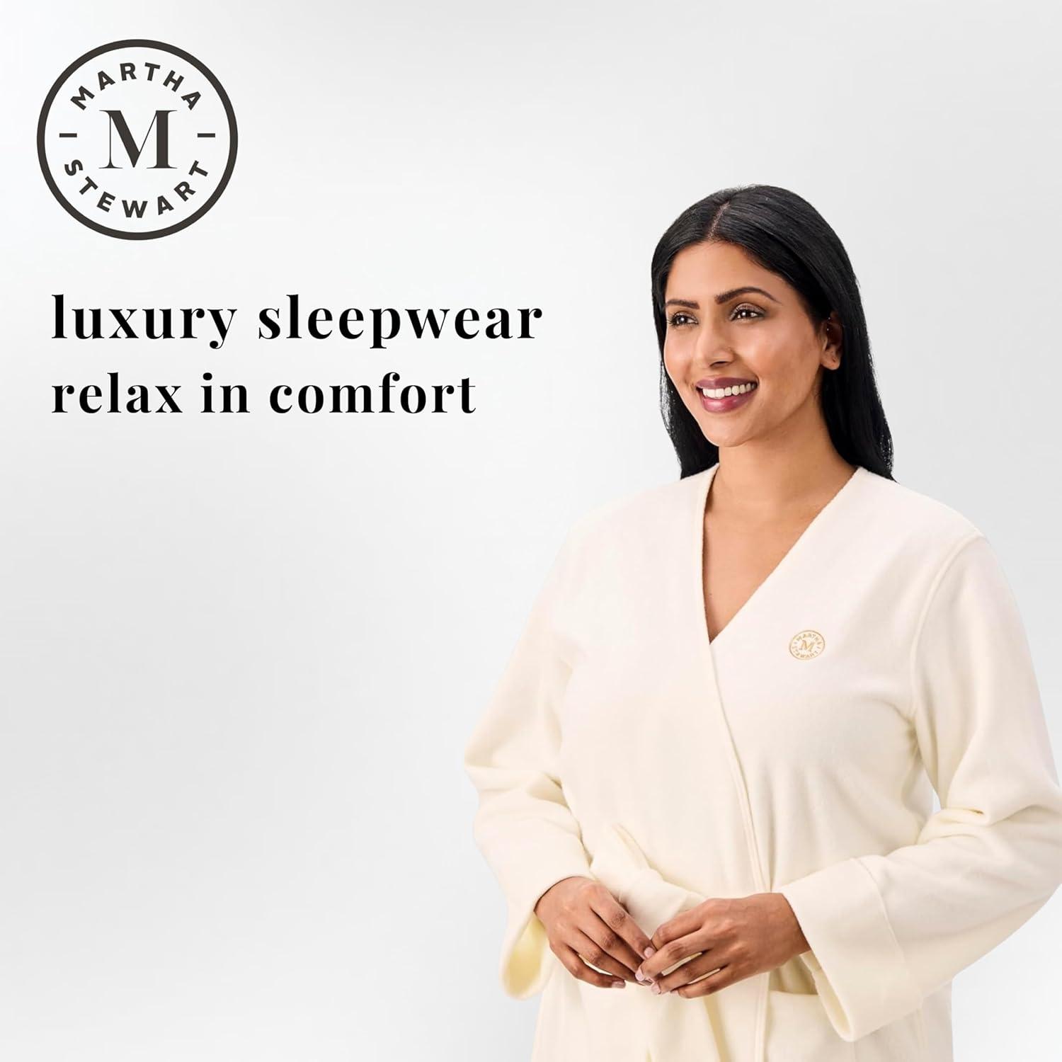 imageMartha Stewart Womens Pajamas Cozy Microfleece 2Piece Set WearOutReady ComfortCream