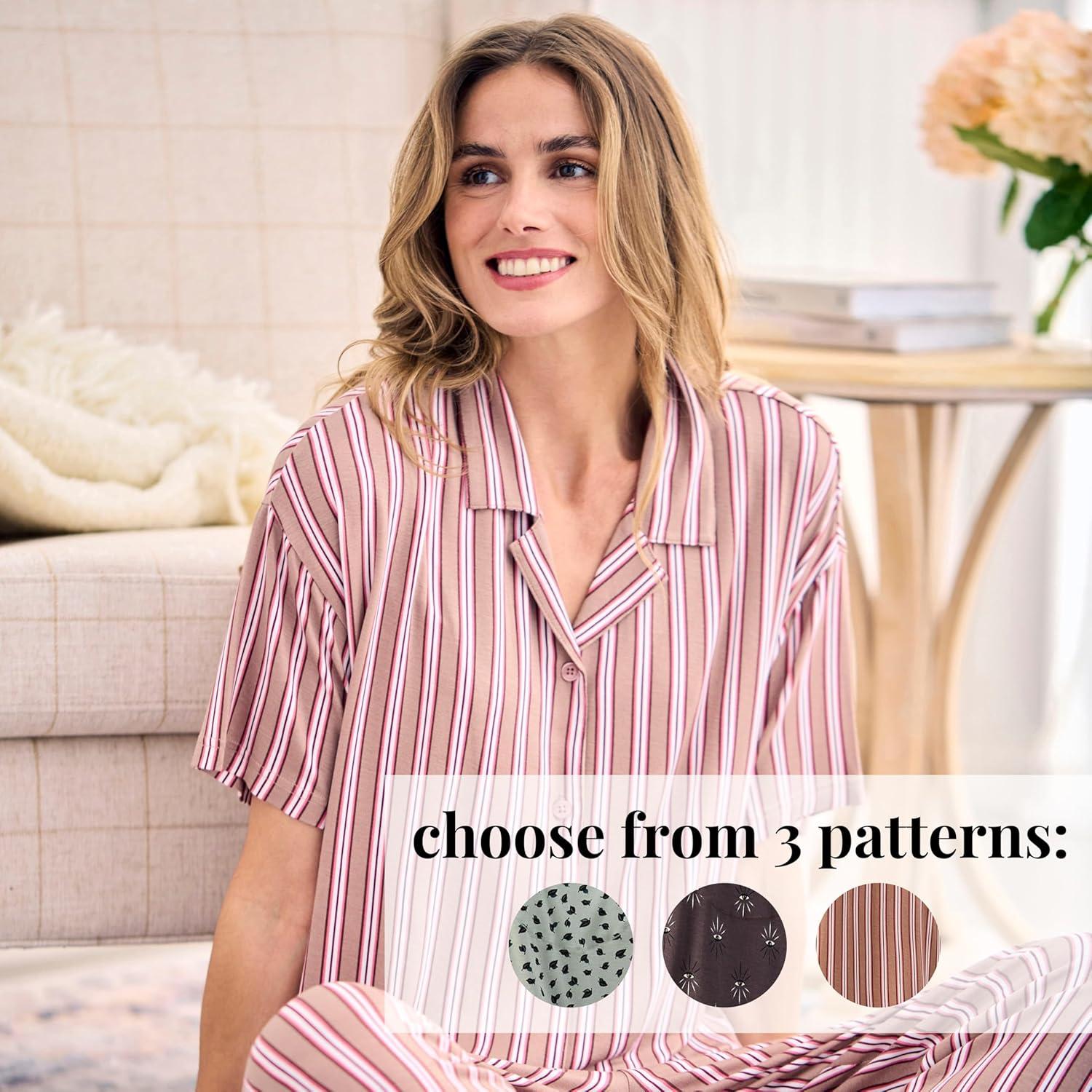 imagePeace Love amp Dreams Martha Stewart Sleepwear Womens Capri Pajama Set Lightweight Rayon LoungewearStriped