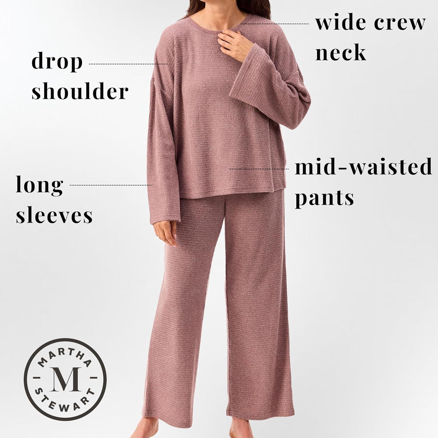 imagePeace Love amp Dreams Official Martha Stewart Sleepwear 2 Pc Waffle KnitPink