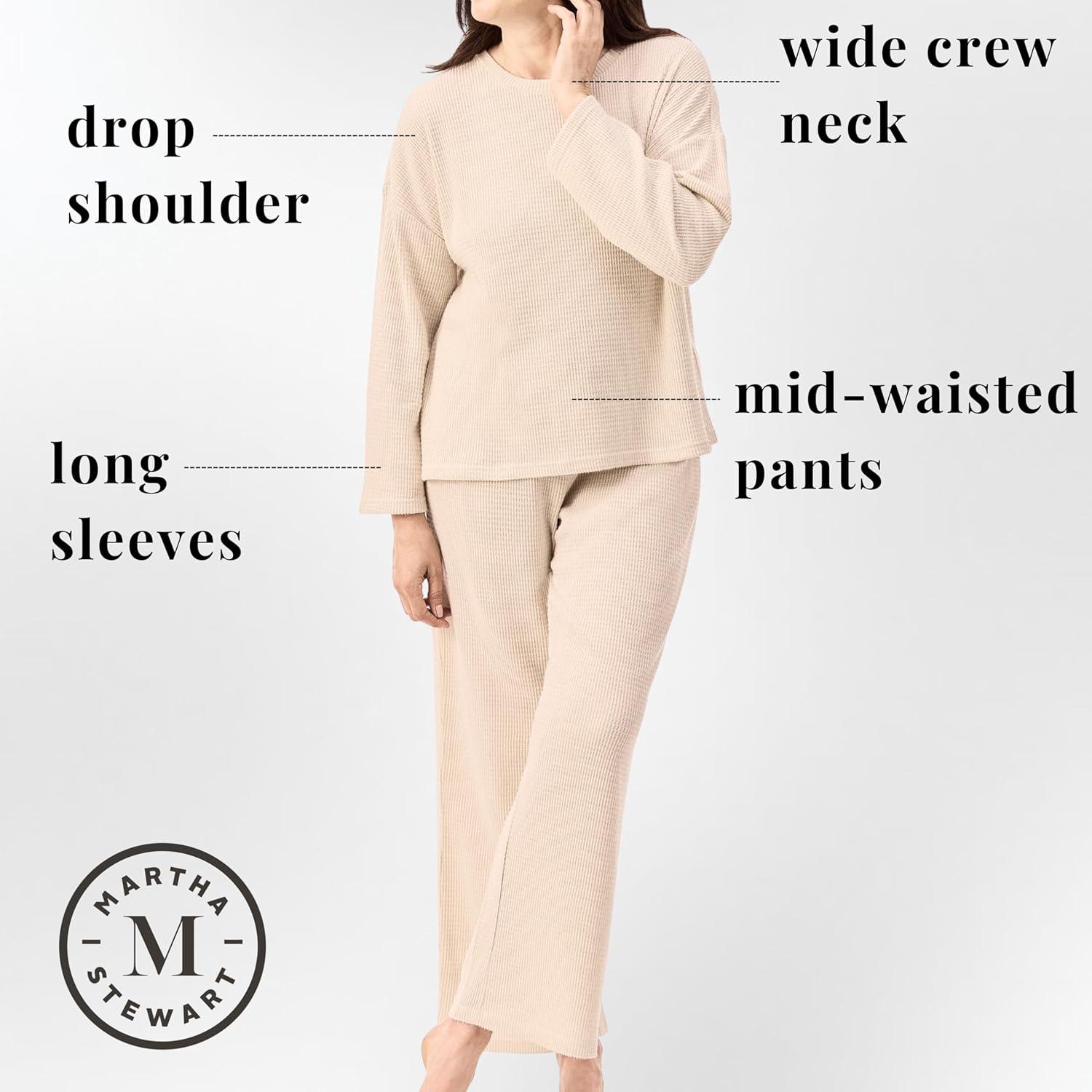 imagePeace Love amp Dreams Official Martha Stewart Sleepwear 2 Pc Waffle KnitTofu Melange