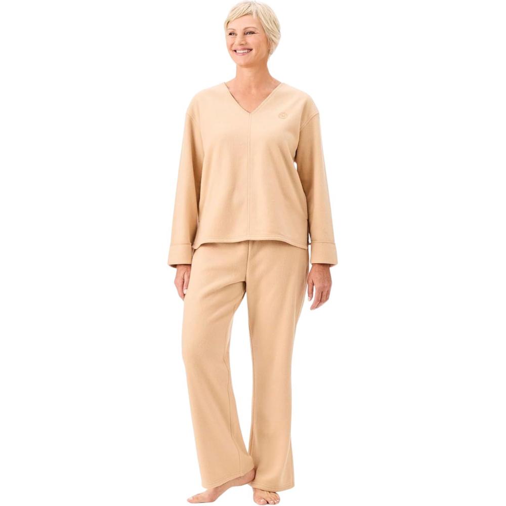 imageMartha Stewart Womens Pajamas Cozy Microfleece 2Piece Set WearOutReady ComfortCaramel