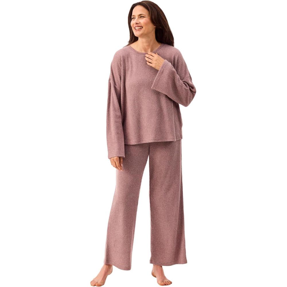 imagePeace Love amp Dreams Official Martha Stewart Sleepwear 2 Pc Waffle KnitPink
