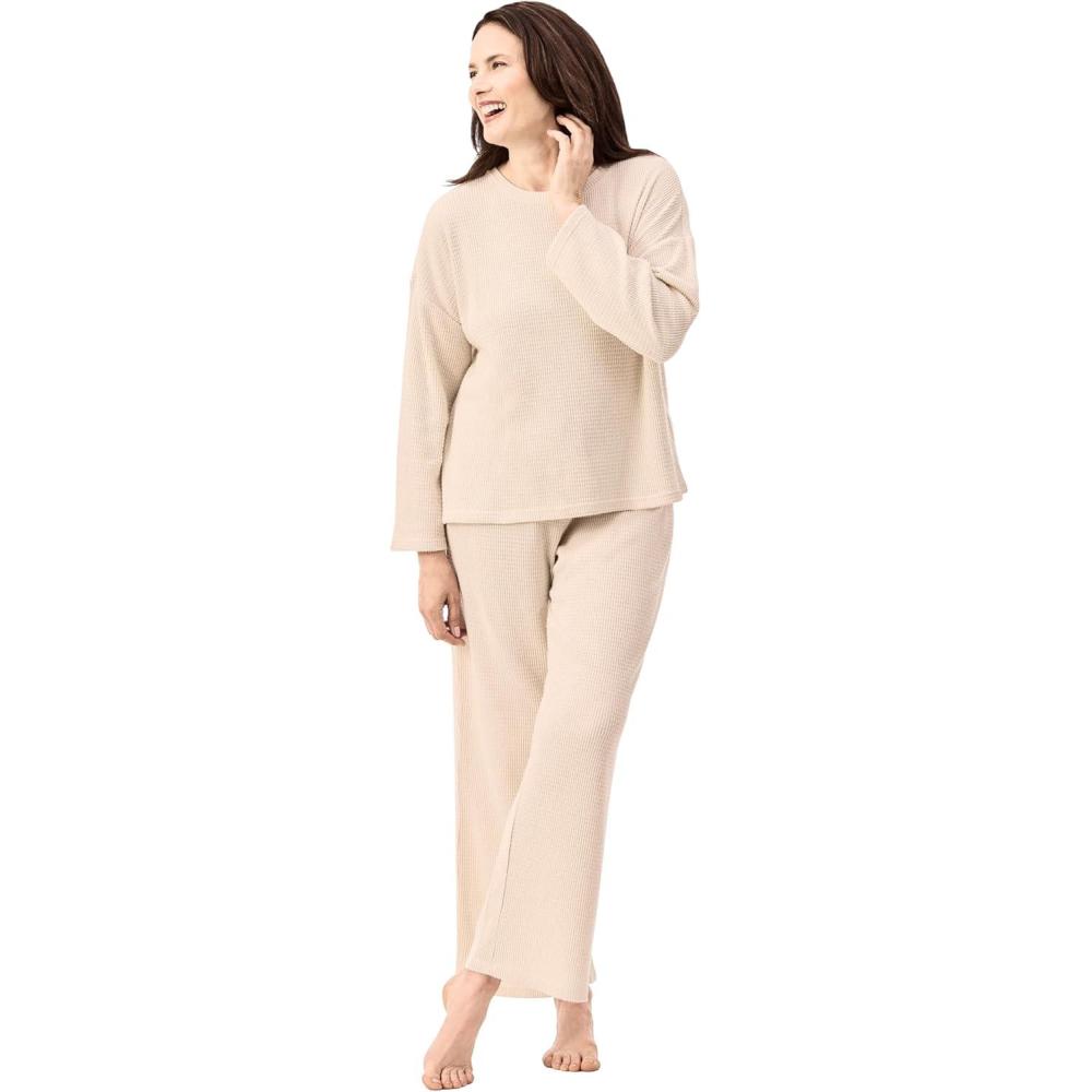 imagePeace Love amp Dreams Official Martha Stewart Sleepwear 2 Pc Waffle KnitTofu Melange