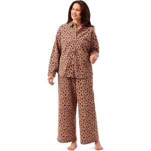 Martha Stewart Women’s Flannel Pajama Set | Classic 2-Piece 100% Cotton Sleepwear | Long Sleeve(Leopard)