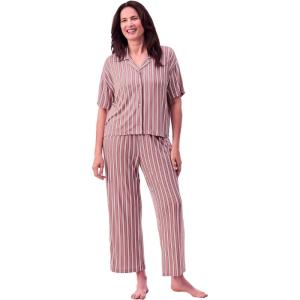 Peace Love & Dreams Martha Stewart Sleepwear | Women’s Capri Pajama Set | Lightweight Rayon Loungewear(Striped)