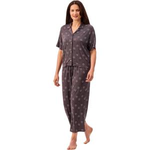 Peace Love & Dreams Martha Stewart Sleepwear | Women’s Capri Pajama Set | Lightweight Rayon Loungewear(Tonal Grey)