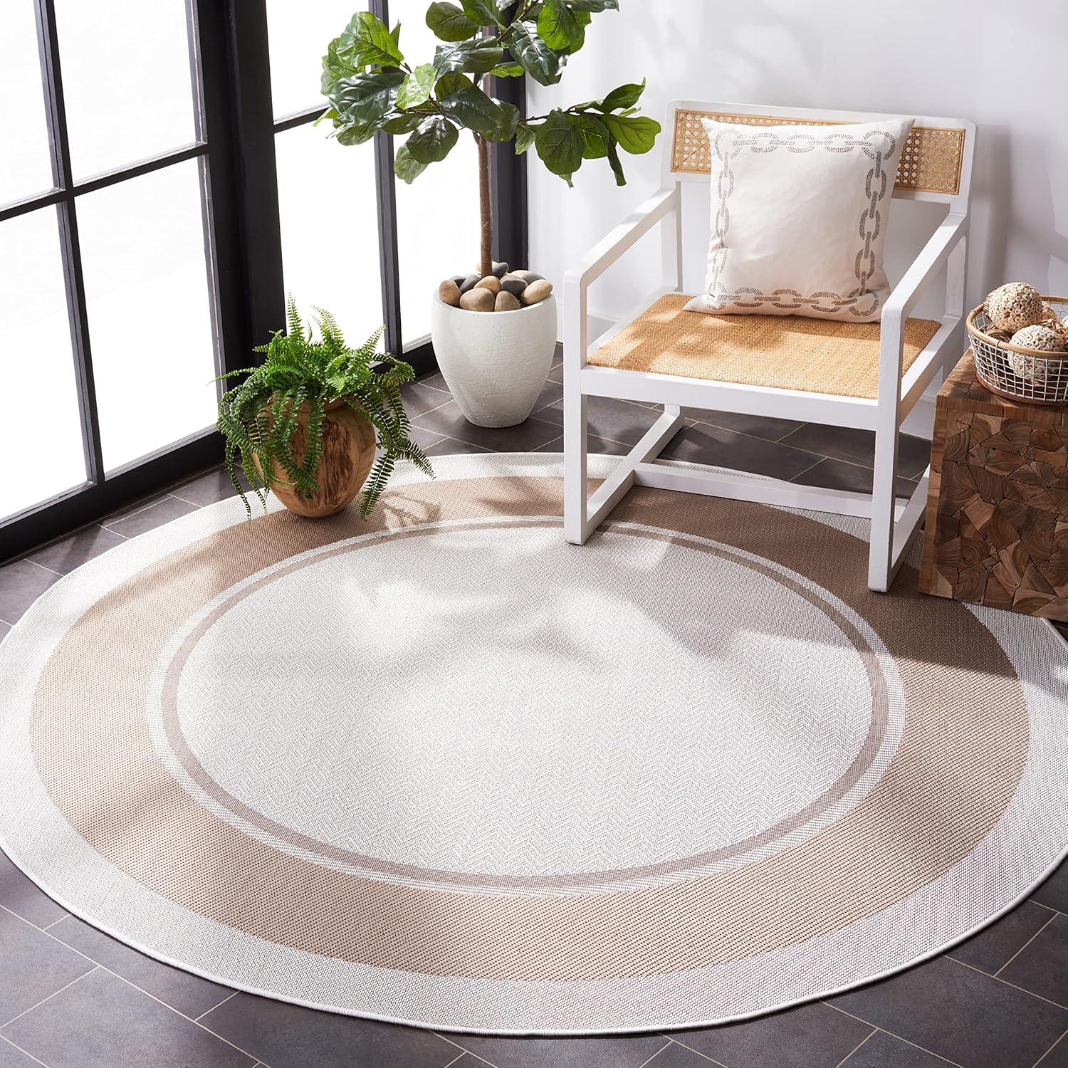imageMartha Stewart x SAFAVIEH Outdoor Area Rug Collection 8 x 10 Ivory amp Beige Weather Resistant amp Washable Ideal for Patio Backyard Mudroom Deck Dining Space MSRO317BIvoryBeige