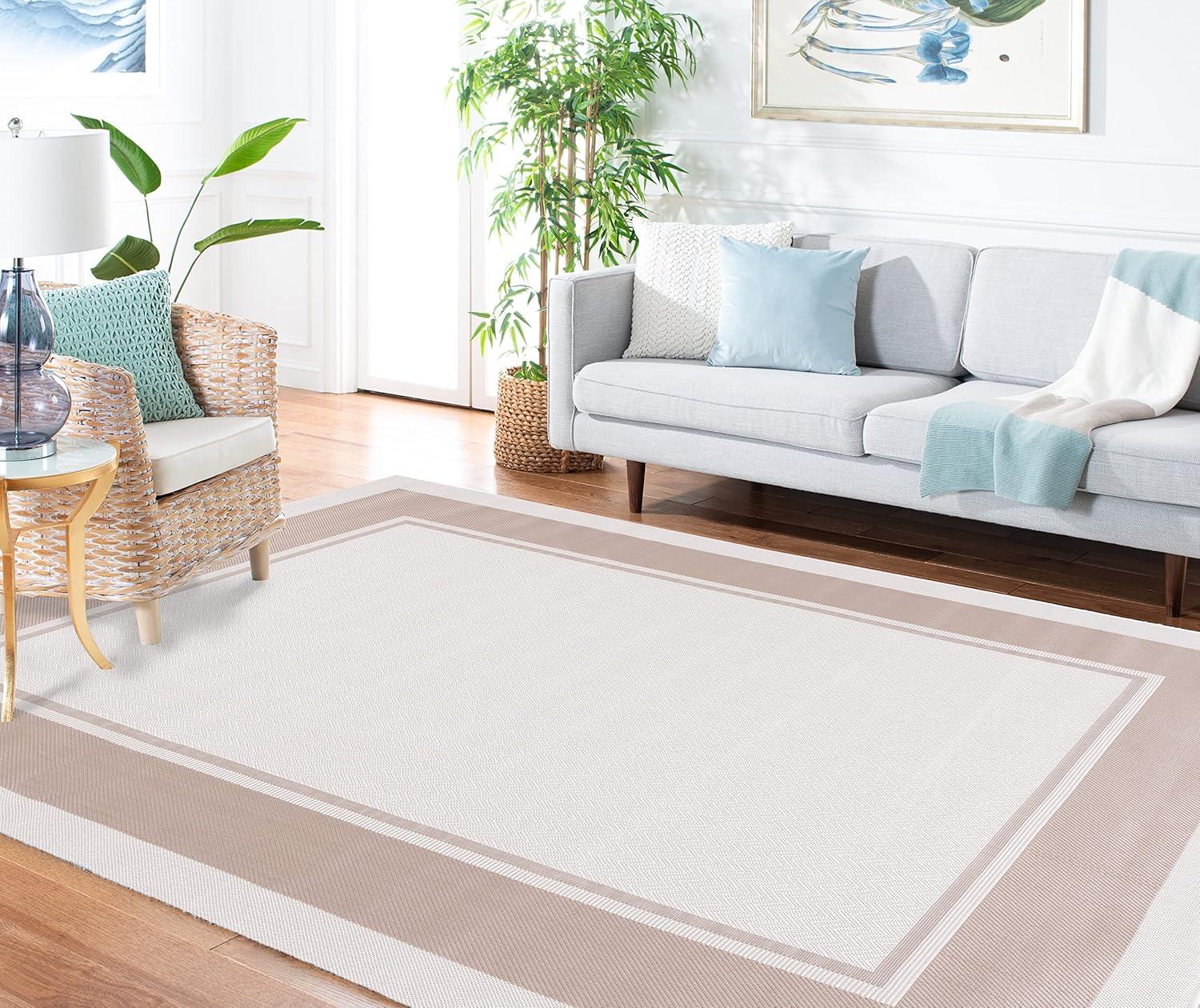 imageMartha Stewart x SAFAVIEH Outdoor Area Rug Collection 8 x 10 Ivory amp Beige Weather Resistant amp Washable Ideal for Patio Backyard Mudroom Deck Dining Space MSRO317BIvoryBeige
