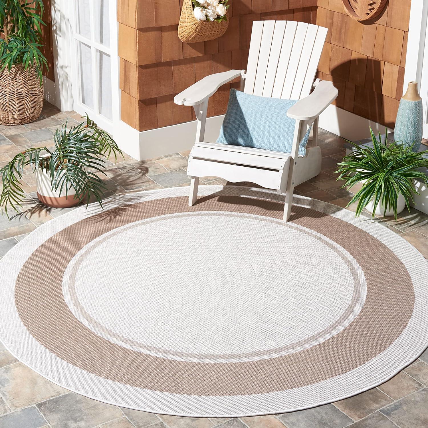 imageMartha Stewart x SAFAVIEH Outdoor Area Rug Collection 8 x 10 Ivory amp Beige Weather Resistant amp Washable Ideal for Patio Backyard Mudroom Deck Dining Space MSRO317BIvoryBeige