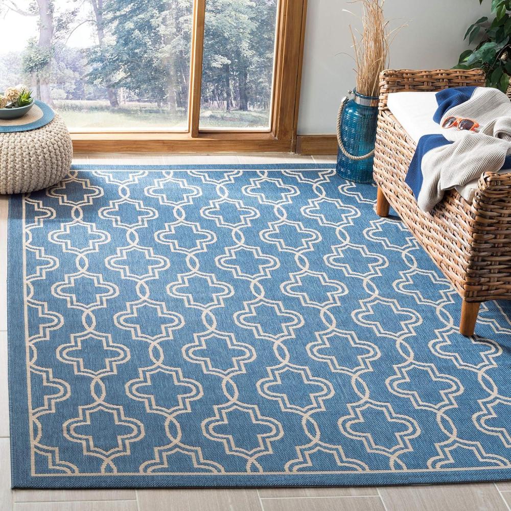 imageMartha Stewart x SAFAVIEH Outdoor Area Rug Collection  8 x 112 Brown amp Beige Weather Resistant amp Washable Ideal for Patio Backyard Mudroom Deck Dining Space MSR4274242BlueBeige