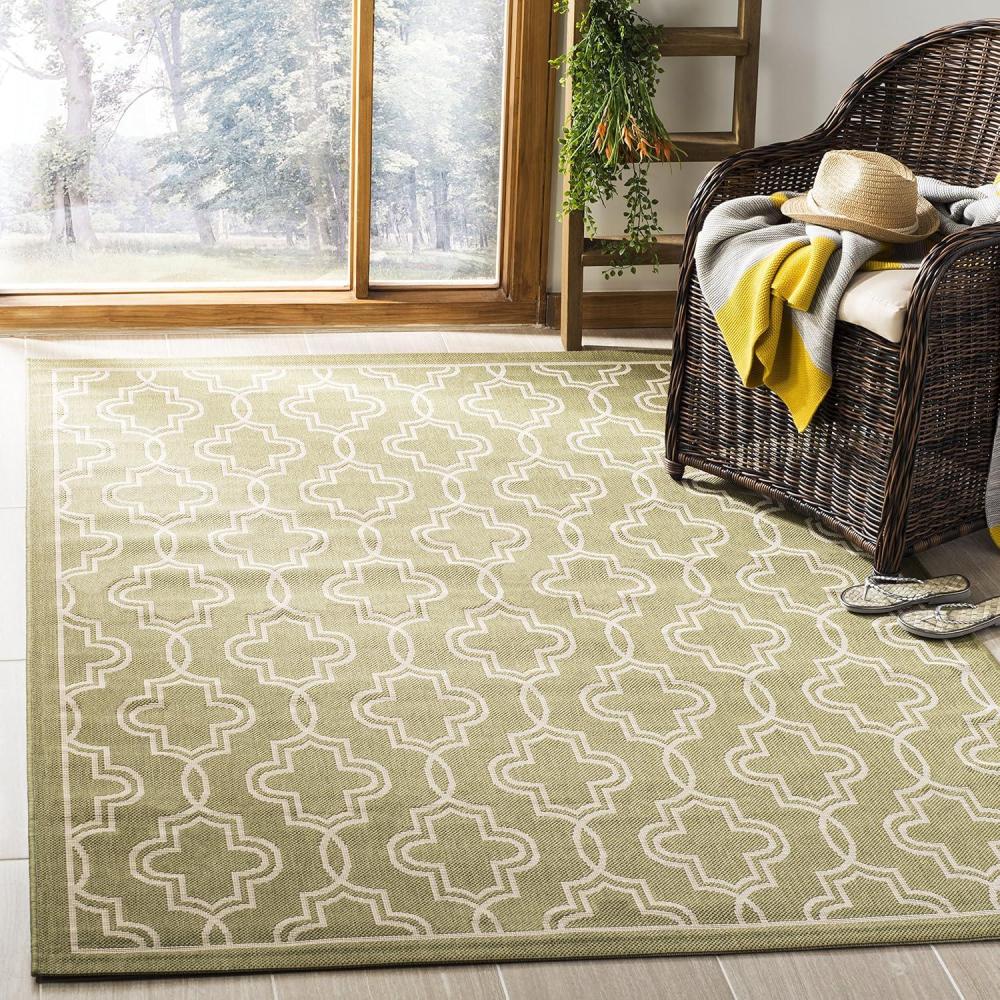 imageMartha Stewart x SAFAVIEH Outdoor Area Rug Collection  8 x 112 Brown amp Beige Weather Resistant amp Washable Ideal for Patio Backyard Mudroom Deck Dining Space MSR4274242GreenBeige