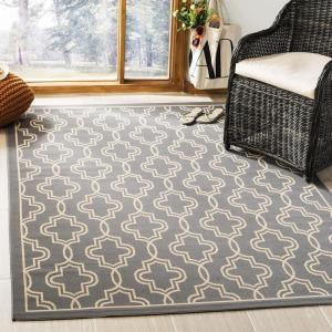 Martha Stewart x SAFAVIEH Outdoor Area Rug Collection – 8′ x 11’2″, Brown & Beige, Weather Resistant & Washable, Ideal for Patio, Backyard, Mudroom, Deck, Dining Space (MSR4274-242)(Anthracite/Beige)