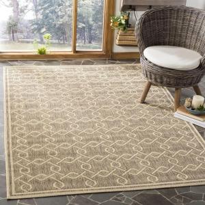Martha Stewart x SAFAVIEH Outdoor Area Rug Collection – 8′ x 11’2″, Brown & Cream, Weather Resistant & Washable, Ideal for Patio, Backyard, Mudroom, Deck, Dining Space (MSR4253-22)