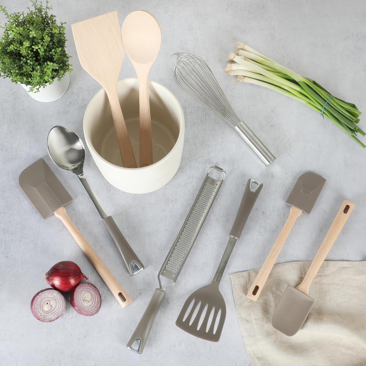 imageMartha Stewart 10 Piece Tools and Gadget Set WCeramic Crock Martha BlueLinen White w Grey Tools