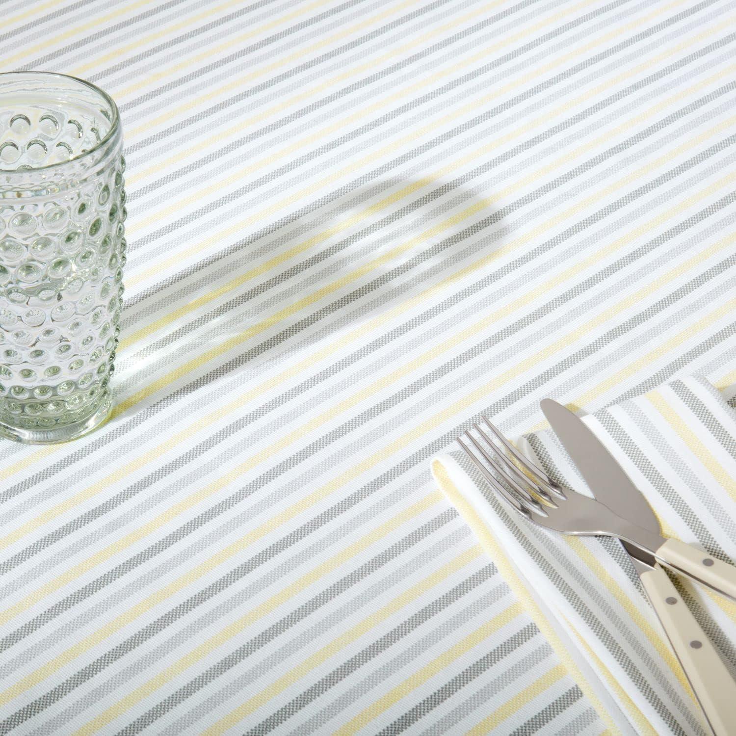 imageMartha Stewart Daisy Stripe Tablecloth Single Pack BeigeBrown 60x84GreyYellow