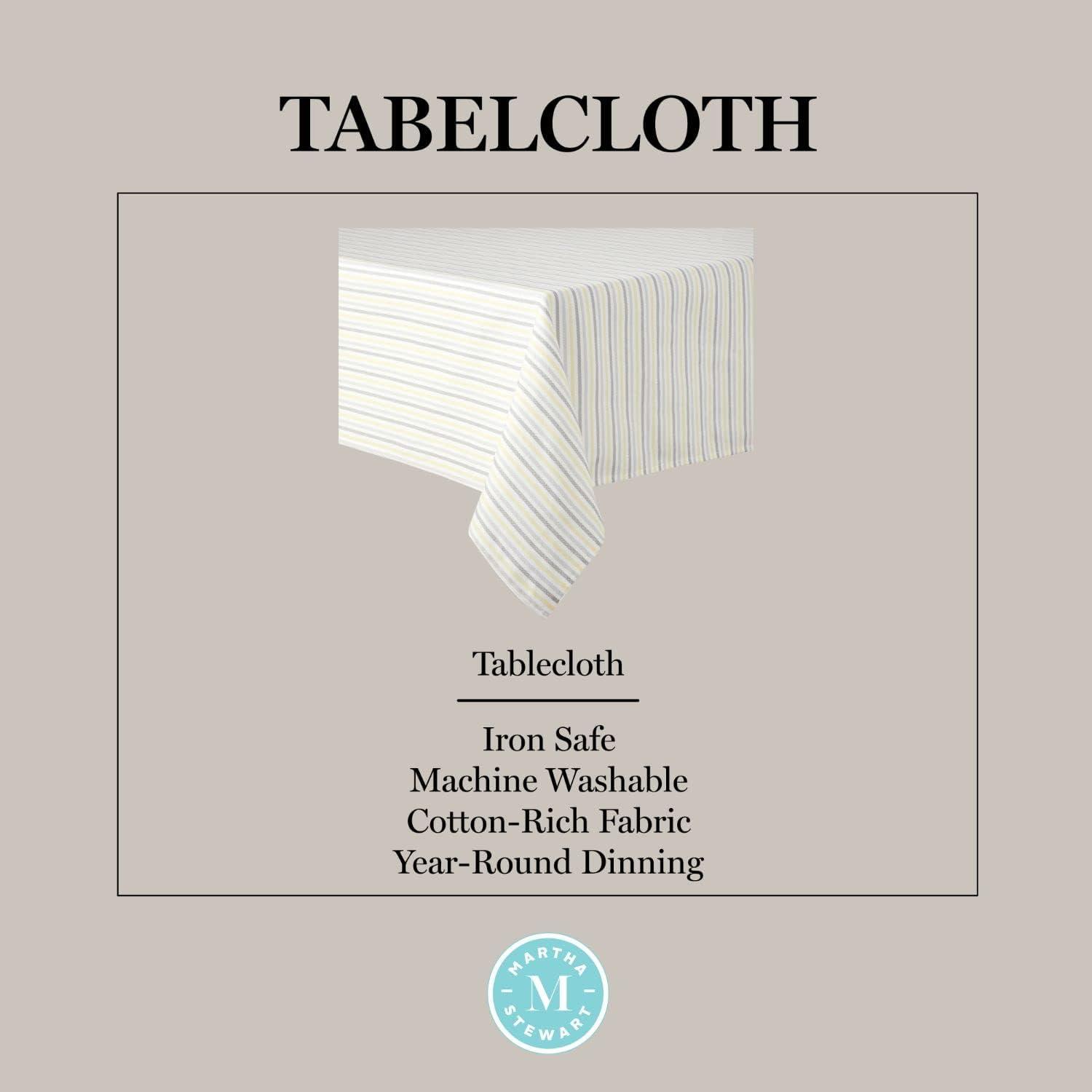 imageMartha Stewart Daisy Stripe Tablecloth Single Pack BeigeBrown 60x84GreyYellow