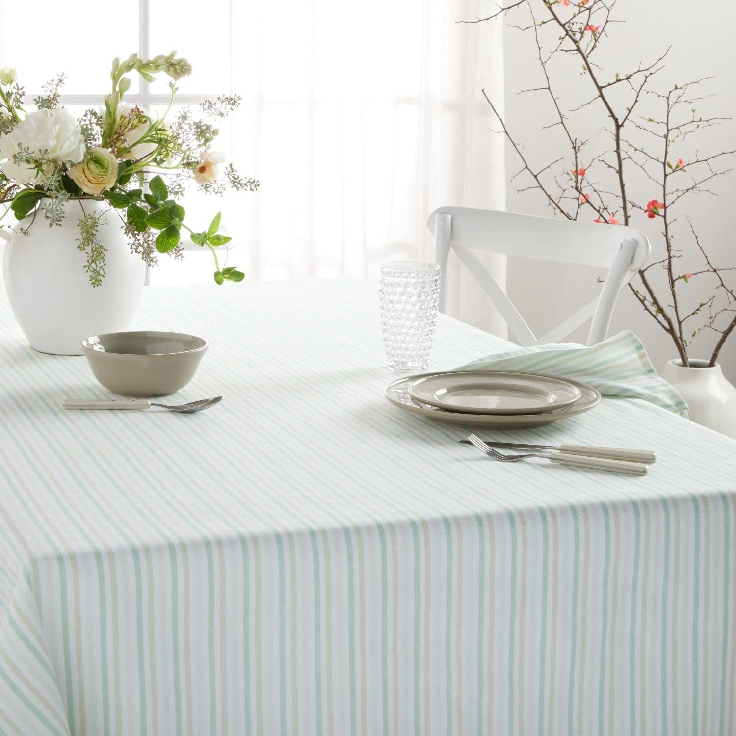 imageMartha Stewart Daisy Stripe Tablecloth Single Pack BeigeBrown 60x84Mint
