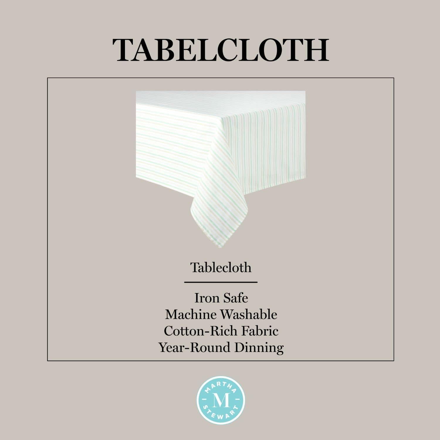 imageMartha Stewart Daisy Stripe Tablecloth Single Pack BeigeBrown 60x84Mint