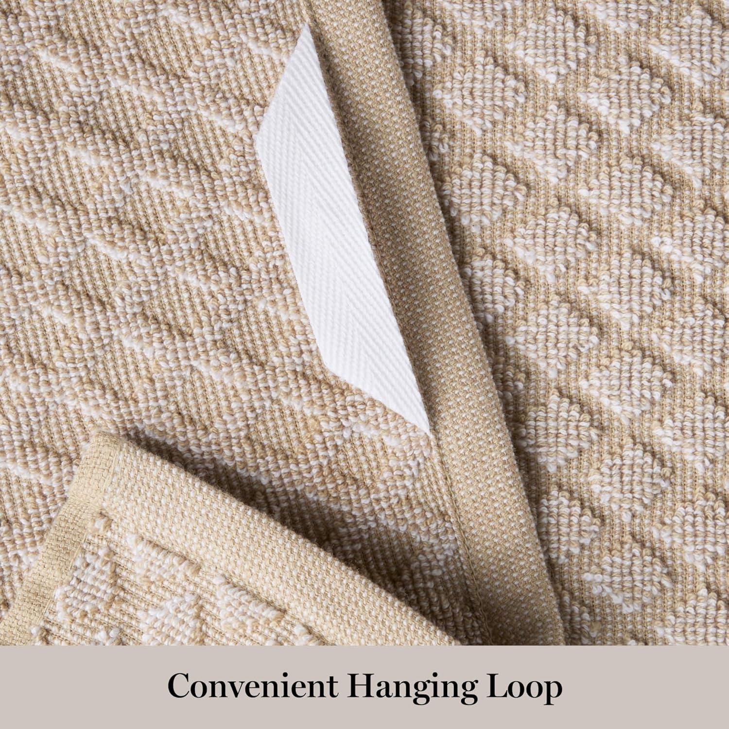 imageMartha Stewart Honeycomb Chambray Textured Kitchen Towel 4Pack Set 100 Cotton with Absorbent Terrycloth Decorative Kitchen Towels Mint Green 16x28Natural