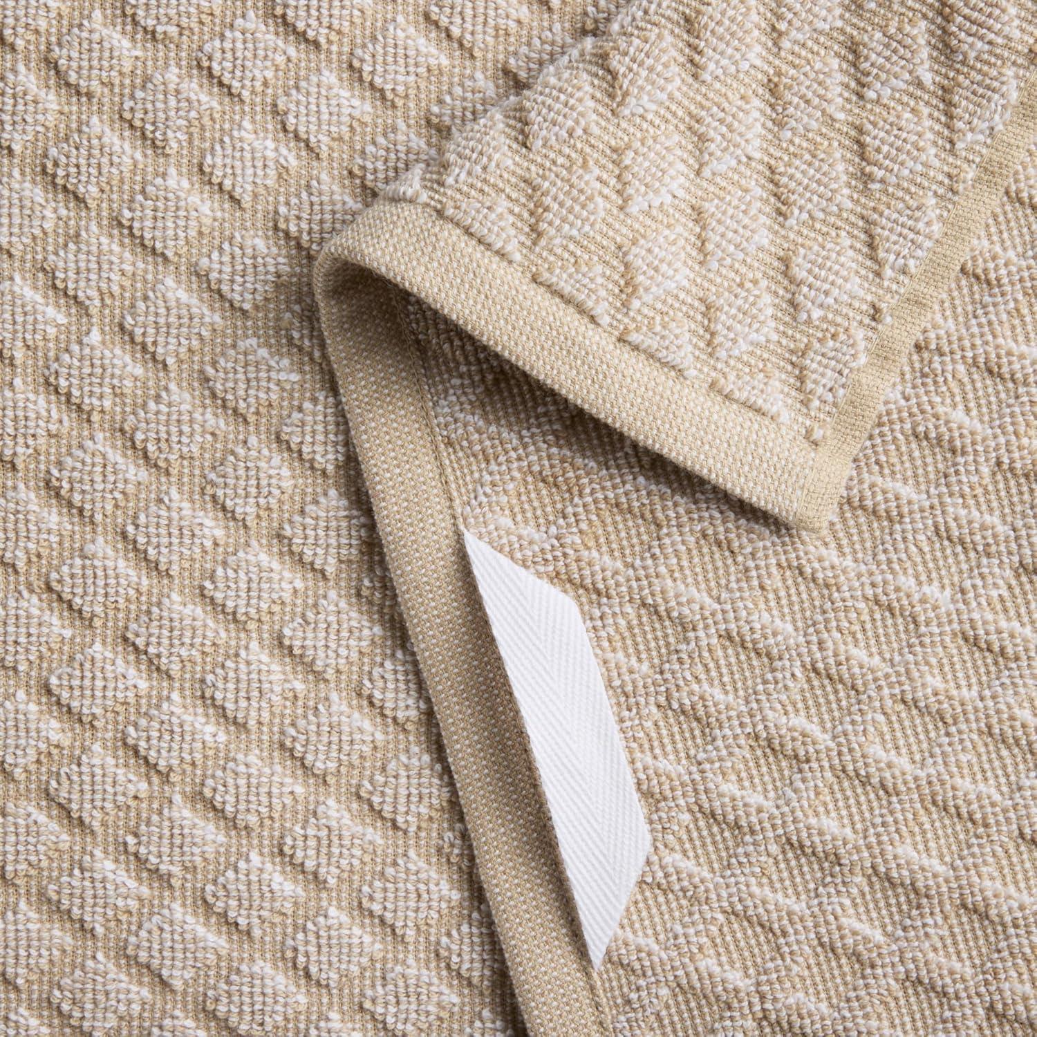 imageMartha Stewart Honeycomb Chambray Textured Kitchen Towel 4Pack Set 100 Cotton with Absorbent Terrycloth Decorative Kitchen Towels Mint Green 16x28Natural