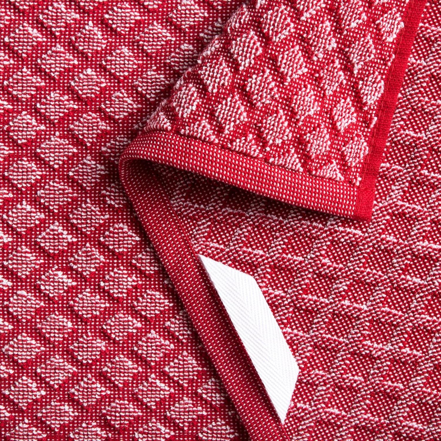 imageMartha Stewart Honeycomb Chambray Textured Kitchen Towel 4Pack Set 100 Cotton with Absorbent Terrycloth Decorative Kitchen Towels Mint Green 16x28Red