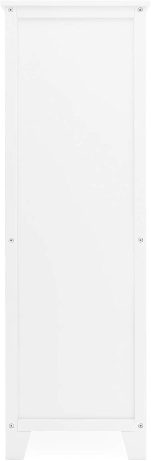 imageMartha Stewart Kids Tall Bookcase Linen White 48 Inch Wooden Storage Organizer Cubby with Fabric Bins for Playroom and BedroomLinen White