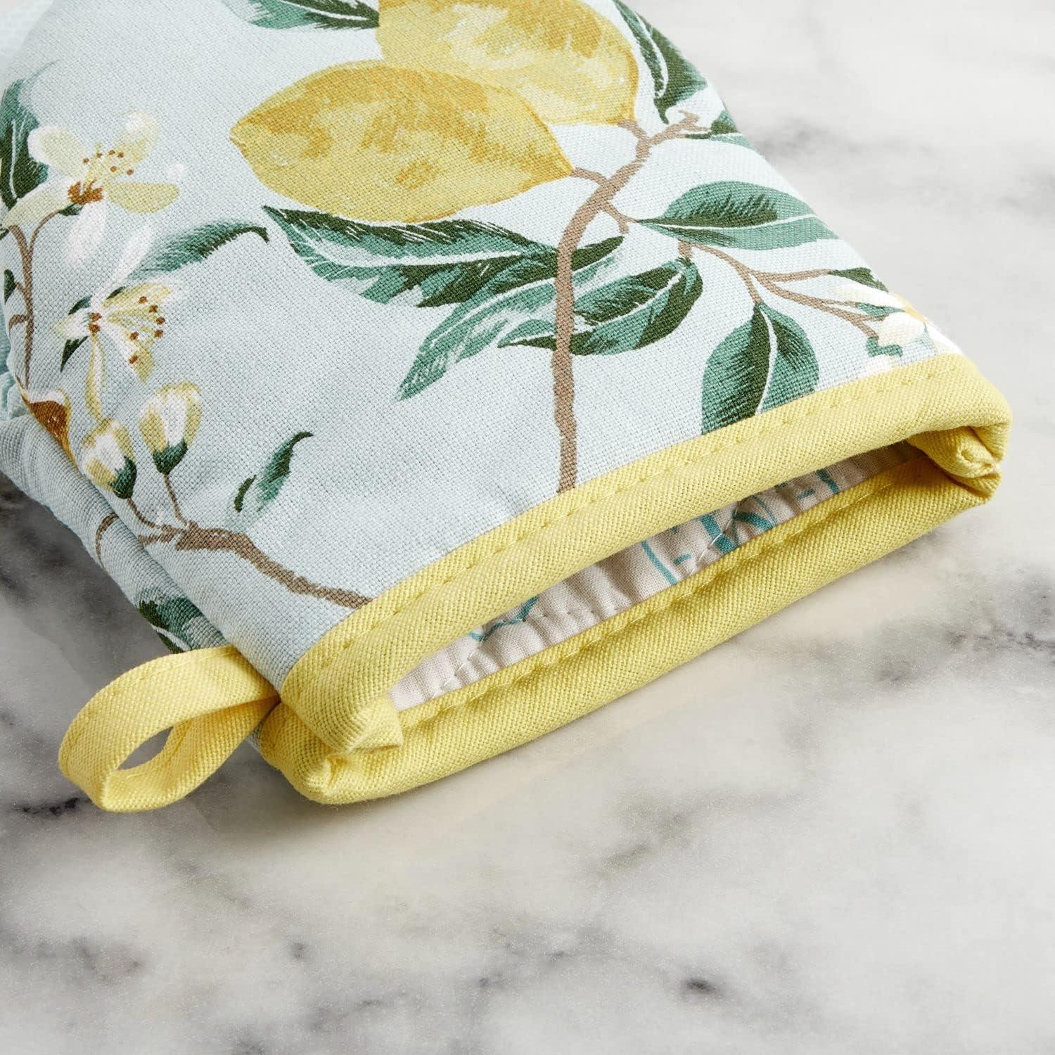 imageMartha Stewart Lemon Whimsy Mini Oven Mitt 2Pack Set Yellow 55X8Pot Holder