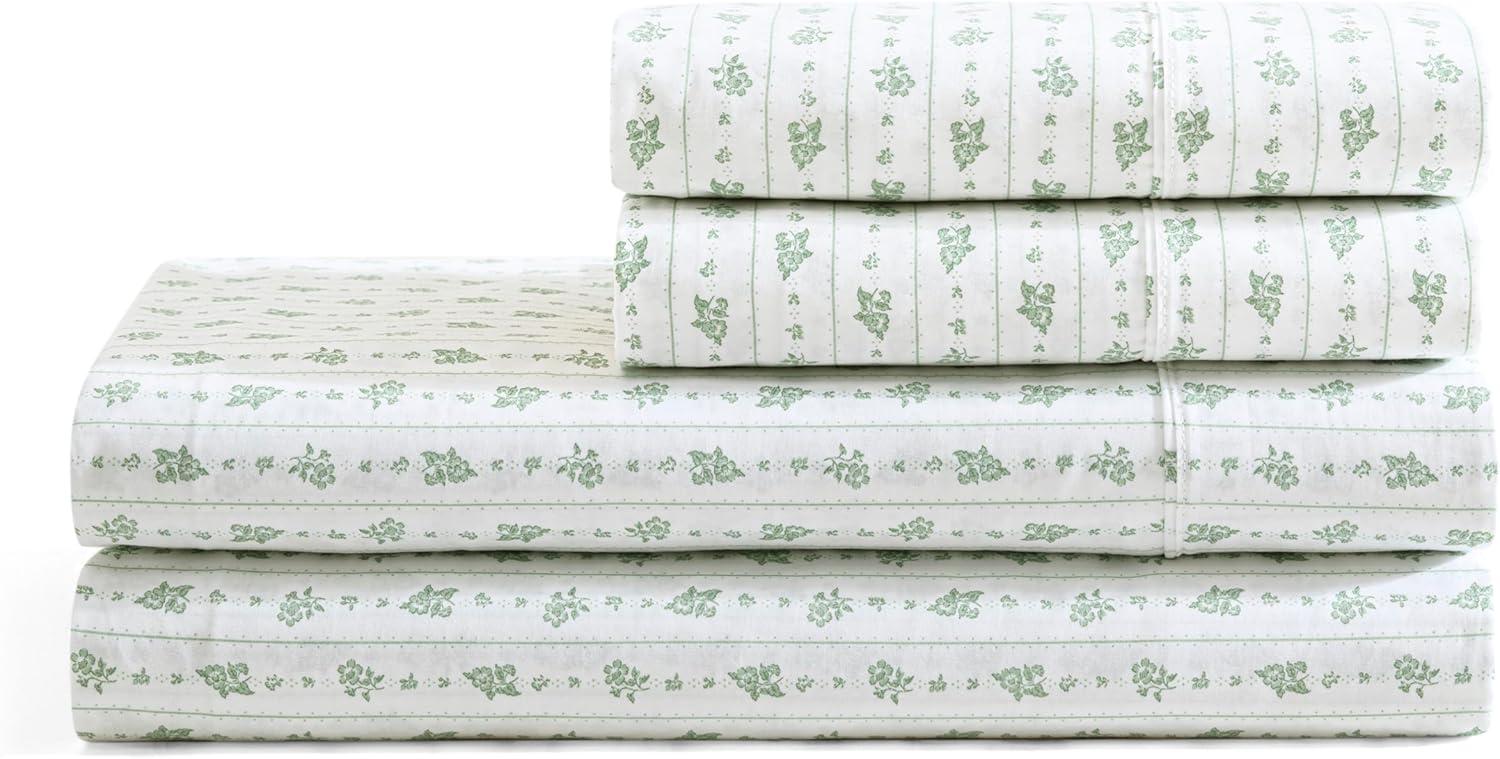 imageMartha Stewart Ruth Ditsy Floral 300TC 100 Cotton Percale Sheet Set BlueWhite 4 Piece 1 Flat Sheet 1 Fitted Sheet 2 Std Pillowcases Breathable Cotton Printed Bed Sheets Queen SizeTwin