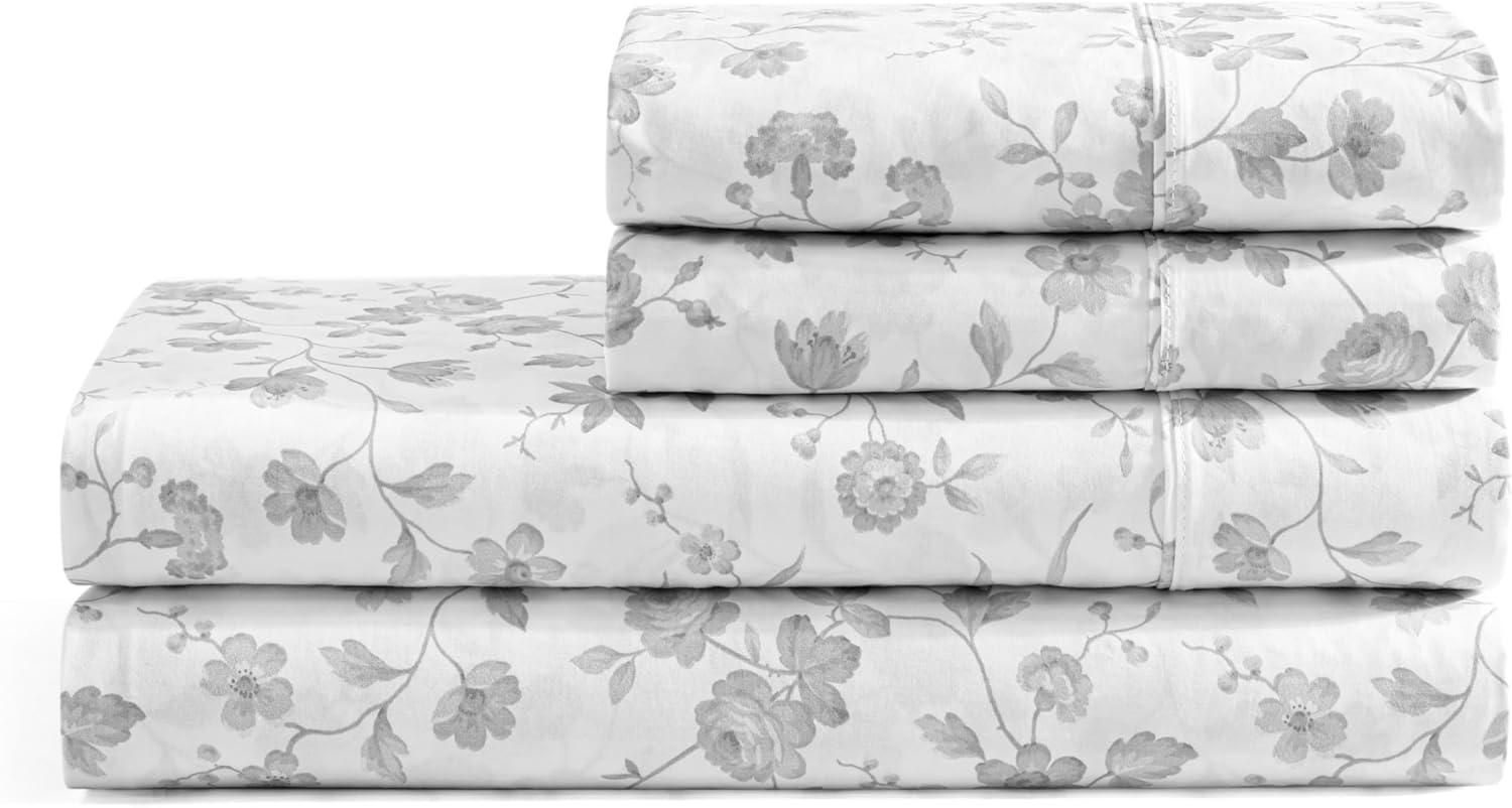 imageMartha Stewart Ruth Ditsy Floral 300TC 100 Cotton Percale Sheet Set BlueWhite 4 Piece 1 Flat Sheet 1 Fitted Sheet 2 Std Pillowcases Breathable Cotton Printed Bed Sheets Queen SizeTwin