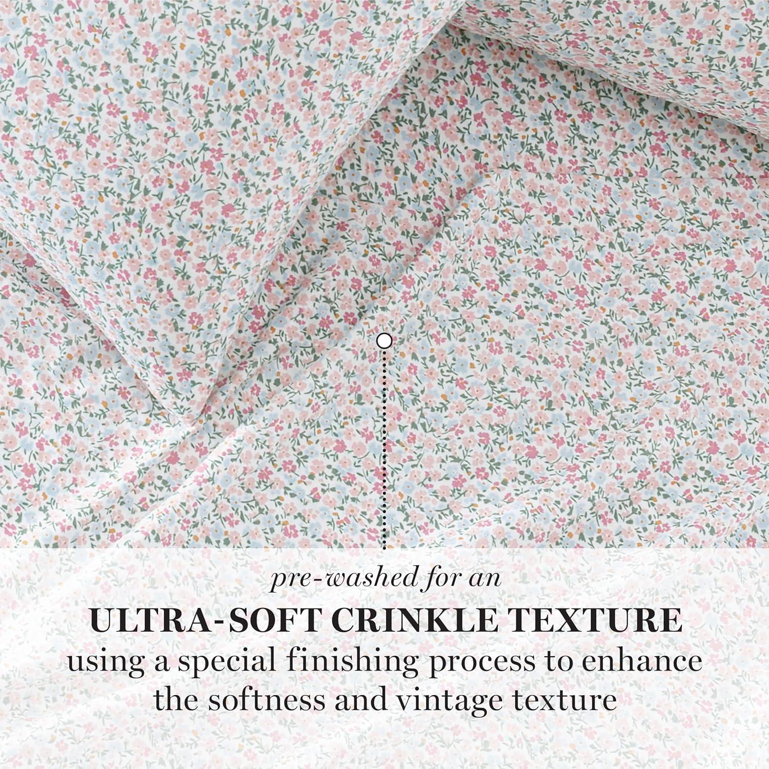 imageMartha Stewart Ultra Soft Brushed and Washed Microfiber 4 Piece Sheet Set Easy Care Deep Pocket Comfy Sheets 1 Flat Sheet 1 Fitted Sheet 2 Std Pillowcases Queen Size White amp Blush PinkJuniper Sea Pink