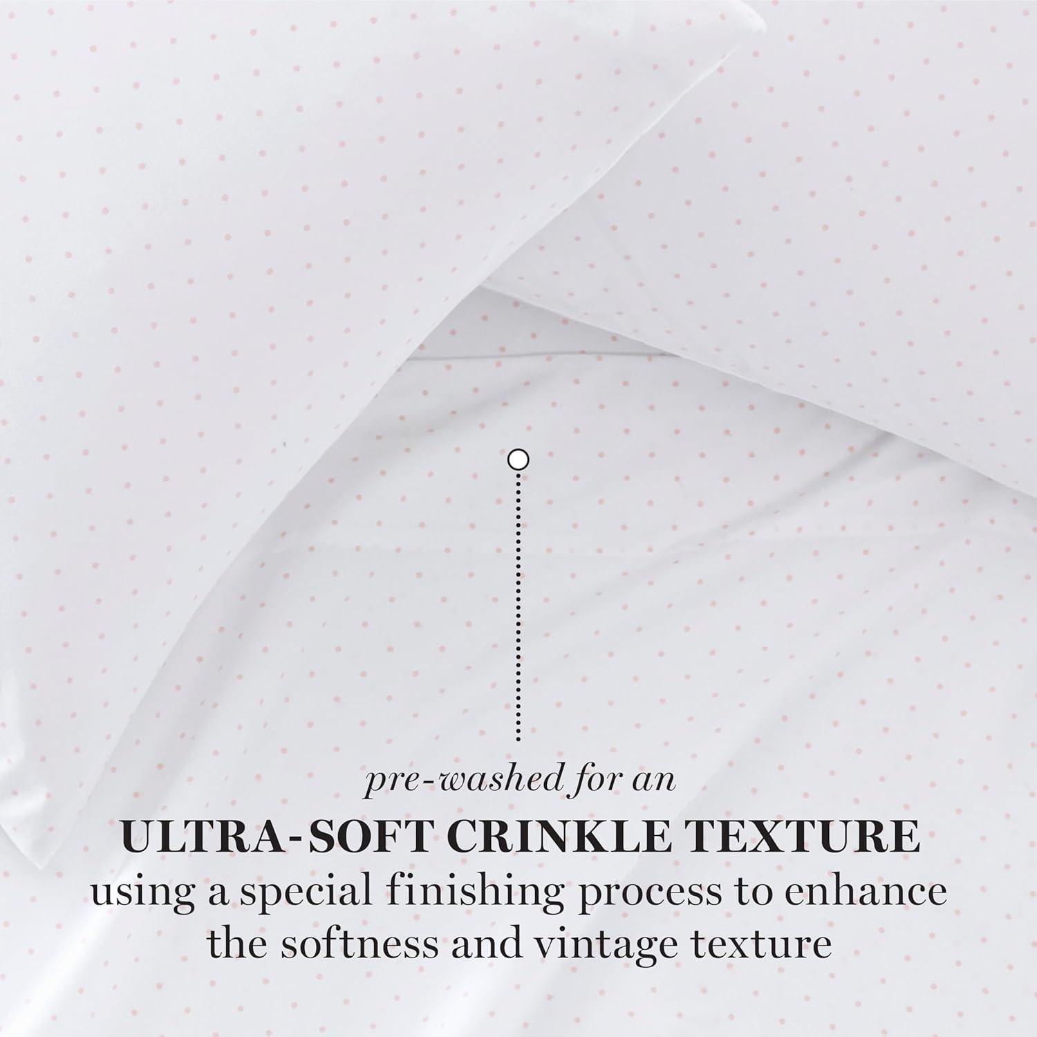 imageMartha Stewart Ultra Soft Brushed and Washed Microfiber 4 Piece Sheet Set Easy Care Deep Pocket Comfy Sheets 1 Flat Sheet 1 Fitted Sheet 2 Std Pillowcases Queen Size White amp Blush PinkSwissdot Rose
