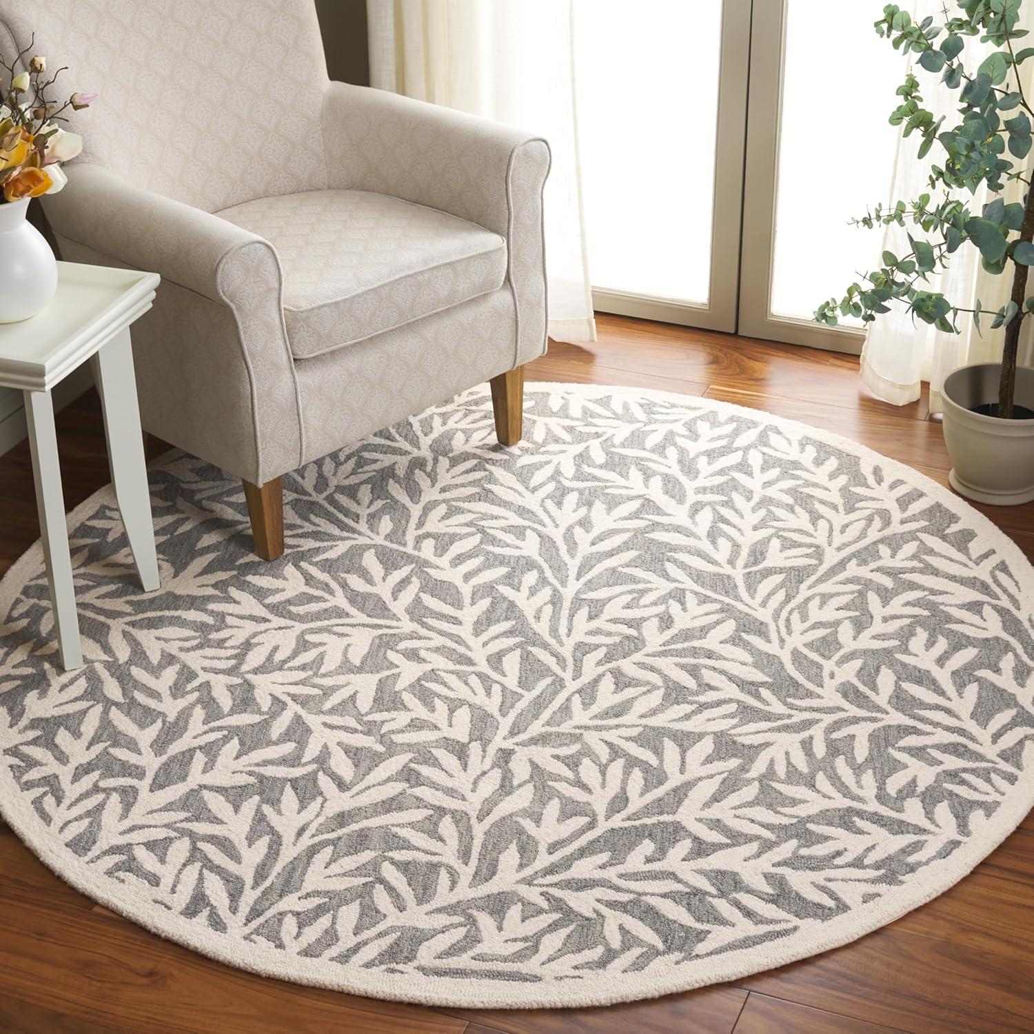 imageMartha Stewart x SAFAVIEH Area Rug Collection 5 x 8 Green Handmade Wool Ideal for Living Room Bedroom Office Dining Space MSR3527YGreyIvory