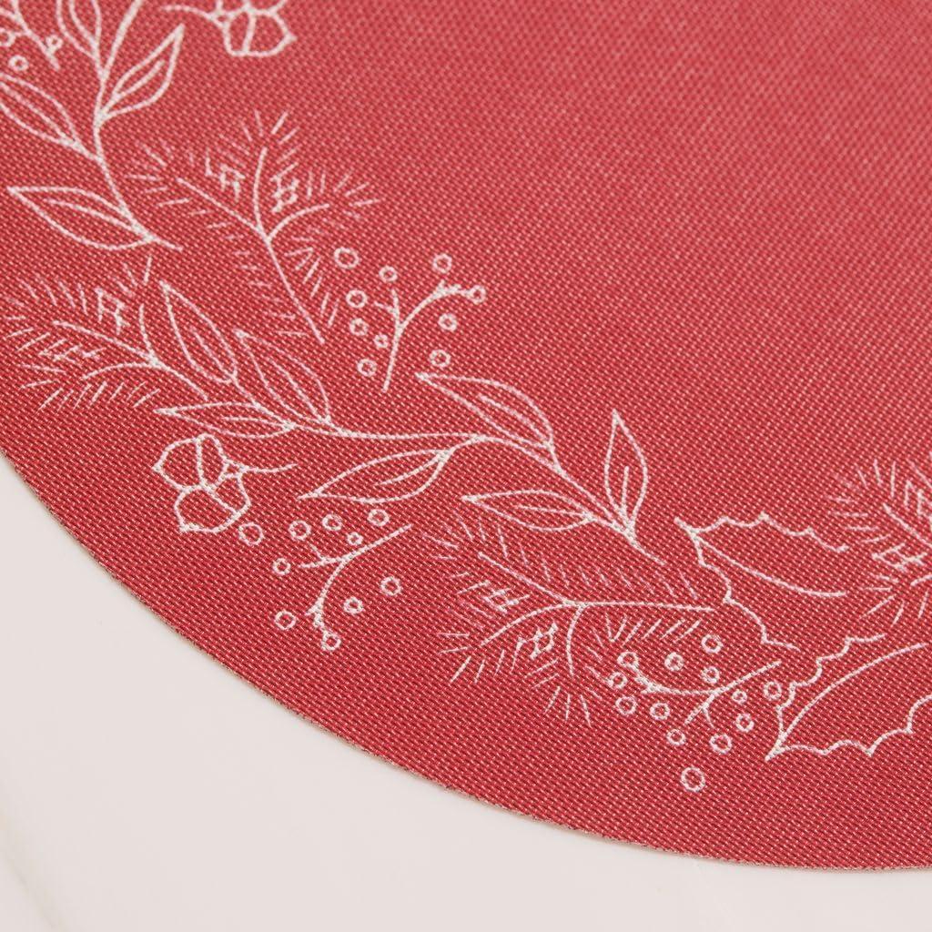imageMartha by Martha Stewart Chilewich Wreath Placemat in Elm Set of 4 Easy Care Woven Tabletop Textile IndoorOutdoor 15 RoundCrimson