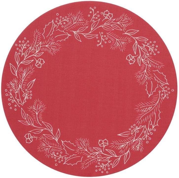 imageMartha by Martha Stewart Chilewich Wreath Placemat in Elm Set of 4 Easy Care Woven Tabletop Textile IndoorOutdoor 15 RoundCrimson