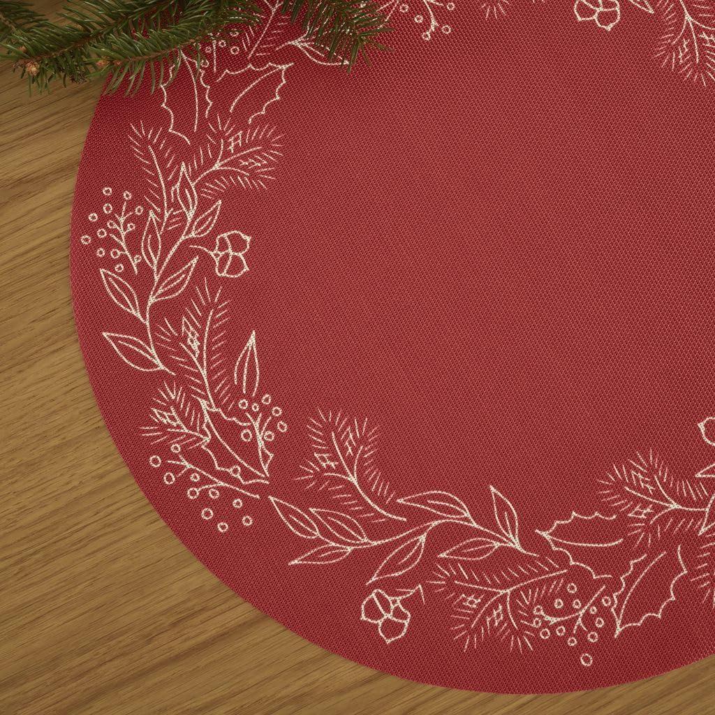 imageMartha by Martha Stewart Chilewich Wreath Placemat in Elm Set of 4 Easy Care Woven Tabletop Textile IndoorOutdoor 15 RoundCrimson