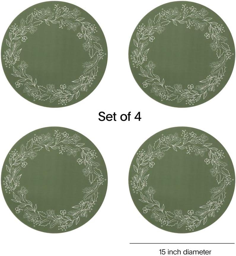 imageMartha by Martha Stewart Chilewich Wreath Placemat in Elm Set of 4 Easy Care Woven Tabletop Textile IndoorOutdoor 15 RoundElm