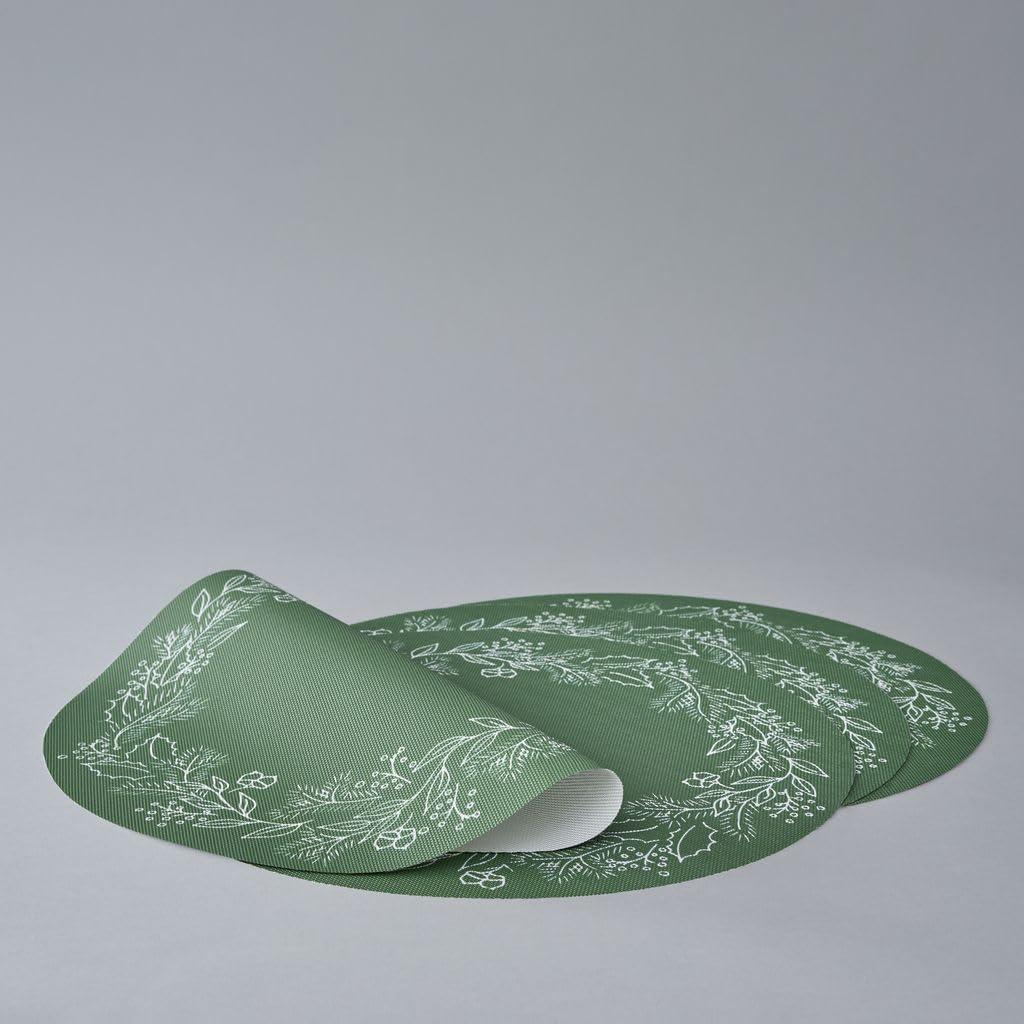 imageMartha by Martha Stewart Chilewich Wreath Placemat in Elm Set of 4 Easy Care Woven Tabletop Textile IndoorOutdoor 15 RoundElm