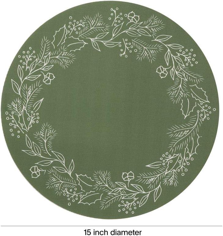 imageMartha by Martha Stewart Chilewich Wreath Placemat in Elm Set of 4 Easy Care Woven Tabletop Textile IndoorOutdoor 15 RoundElm