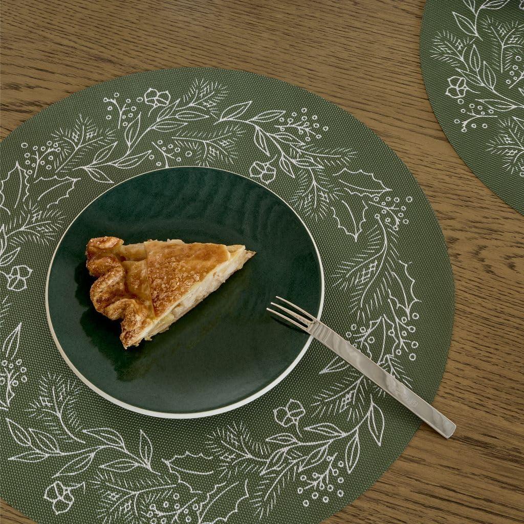 imageMartha by Martha Stewart Chilewich Wreath Placemat in Elm Set of 4 Easy Care Woven Tabletop Textile IndoorOutdoor 15 RoundElm