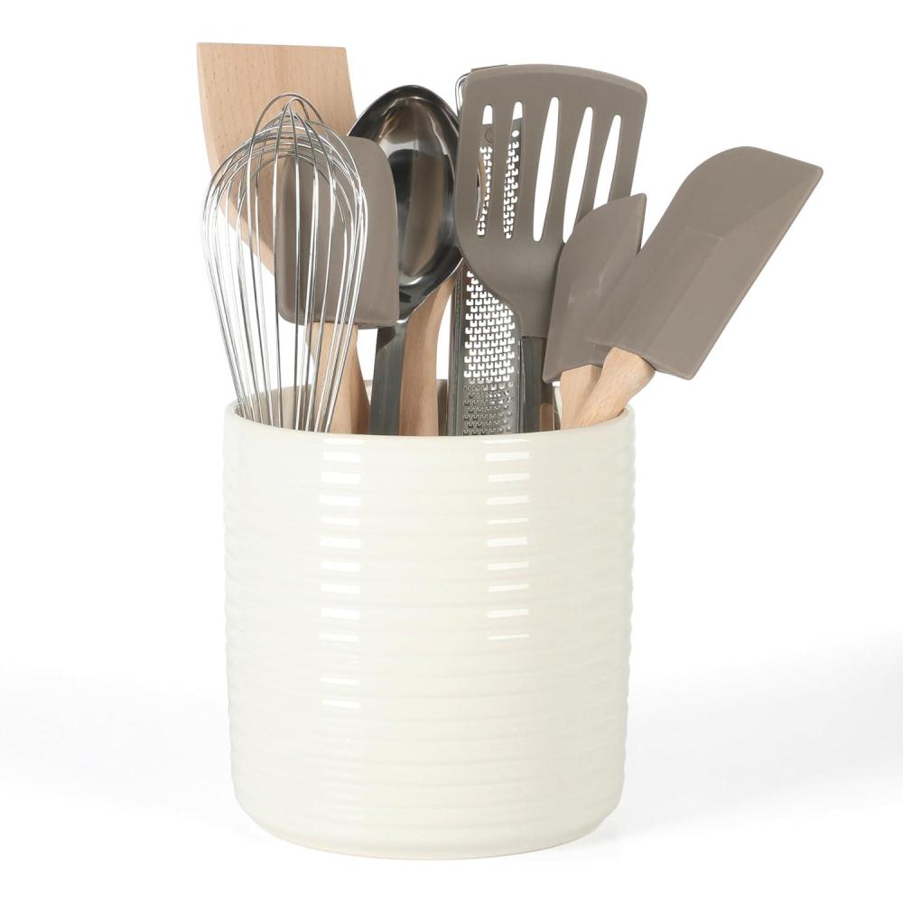 imageMartha Stewart 10 Piece Tools and Gadget Set WCeramic Crock Martha BlueLinen White w Grey Tools