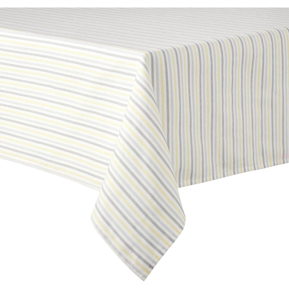 imageMartha Stewart Daisy Stripe Tablecloth Single Pack BeigeBrown 60x84GreyYellow