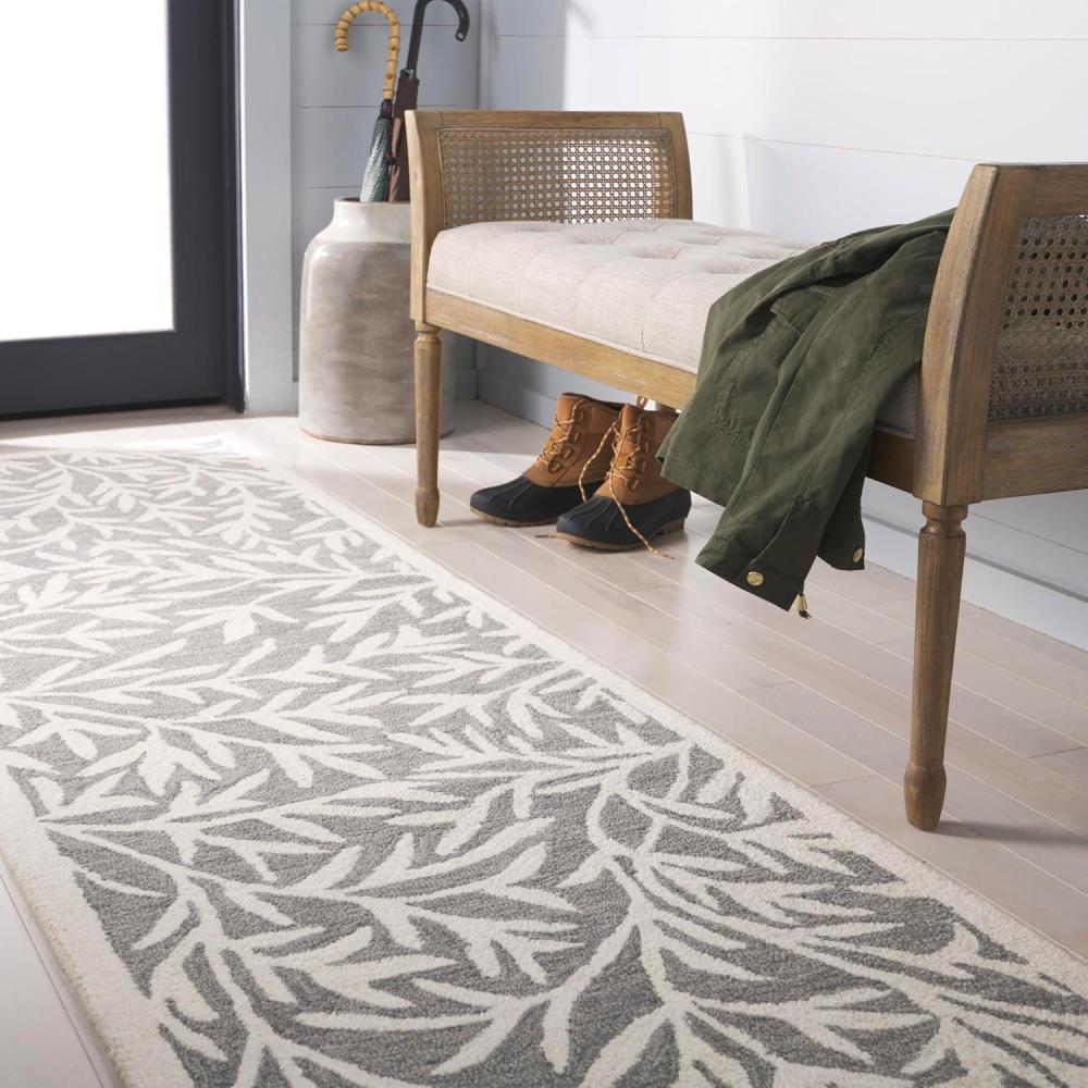 imageMartha Stewart x SAFAVIEH Area Rug Collection 5 x 8 Green Handmade Wool Ideal for Living Room Bedroom Office Dining Space MSR3527YGreyIvory
