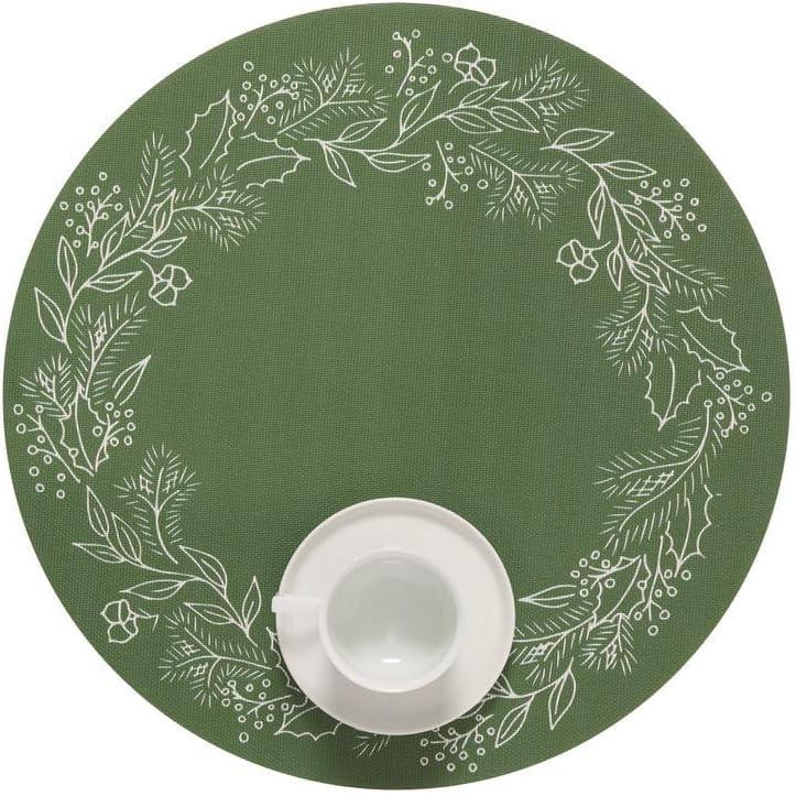 imageMartha by Martha Stewart  Chilewich Wreath Placemat in Elm  Set of 4  Easy Care Woven Tabletop Textile  IndoorOutdoor  15 RoundElm