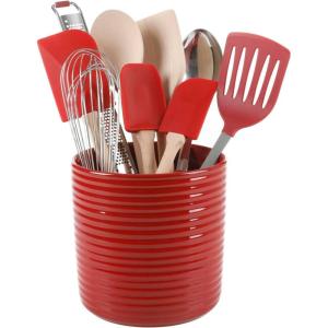 Martha Stewart 10 Piece Tools and Gadget Set W/Ceramic Crock – Martha Blue(Red)