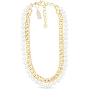 Martha Stewart Pearl and Curb Chain Necklace In Gold, 16 Inches For Women